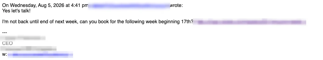 Positive cold email reply from a prospect: Yes let's talk!
